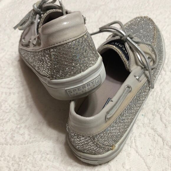Sperry Top Siders Size 8.5M Womens Embellished Silver Shimmer Loafers - Picture 9 of 11